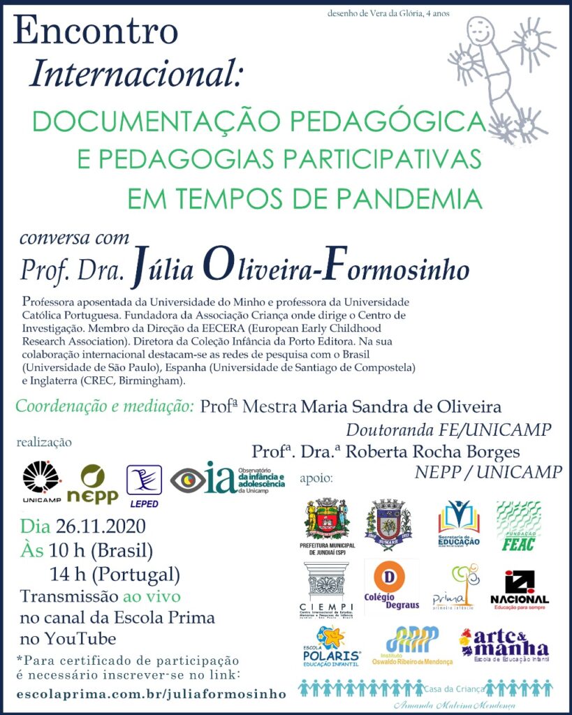 Encontro Internacional: documentação pedagógica e pedagogias participativas em tempos de pandemia
