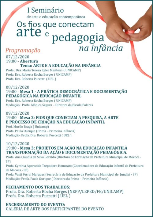 I Seminário de arte e educação contemporânea - Os fios que conectam arte e pedagogia na infância