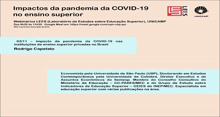 Webinár LEES Impacto da pandemia da COVID-19 nas instituições de ensino superior privadas no Brasil.