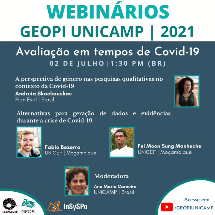 Ciclo de Webinários GEOPI Unicamp - Edição 2021 - Avaliação em tempos de Covid-19
